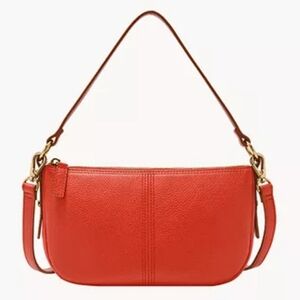 Fossil Jolie Small Crossbody Bag In Flash (Red Orange) Leather Purse NEW